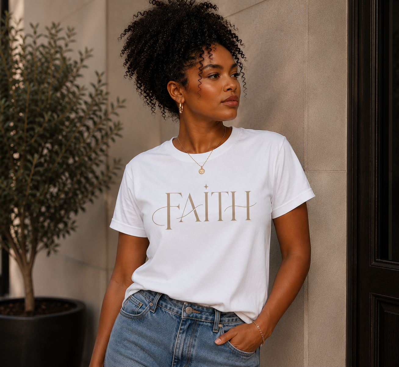 Faith tshirt white Inspirierendes T-Shirt- Faith – Bild 1