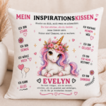 Inspirierendes Kissen–Mein Inspirationskissen Einhorn- Personalisierbar – Bild 2