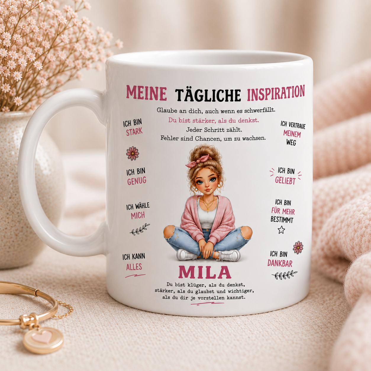 Meine tägliche inspirations Tasse Mila Personalisierbares Inspirationstasse- Meine tägliche Inspiration – Bild 1