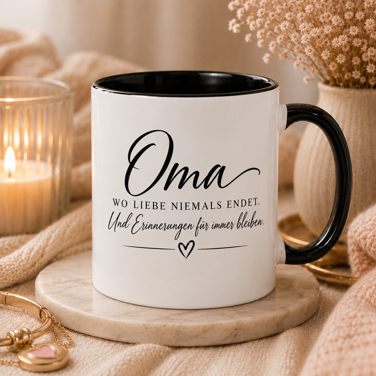 Oma schwarze tasse Liebevolle Tasse- Oma wo Liebe niemals endet – Bild 1