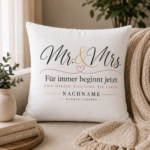 Hochzeitskissen- Mr. & Mrs. – Personalisierbar