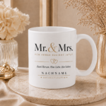 Liebevolle Tasse- Mr and Mrs- Personalisierbar – Bild 2